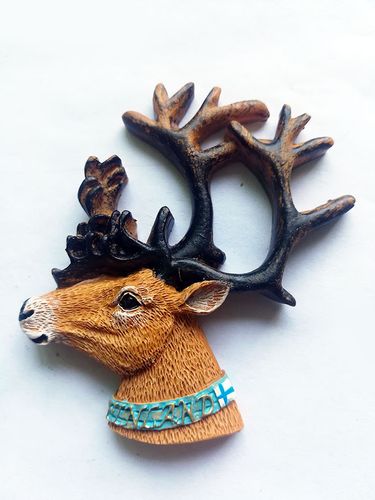 finland芬兰麋鹿头旅游纪念品立体树脂冰箱贴磁贴批发